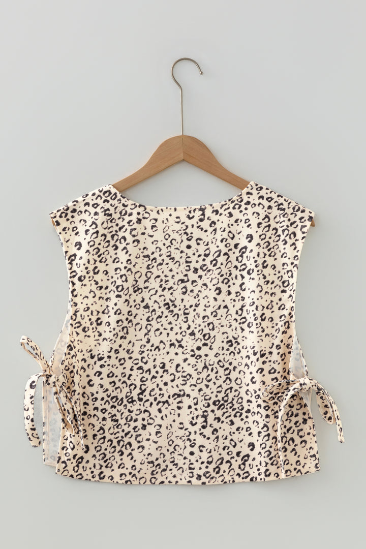 Apricot Knot Side Leopard Print Vest