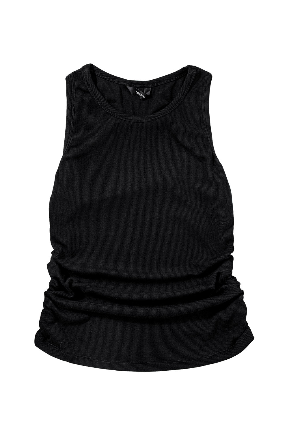 Black Plain Ruched Side Slim Tank Top