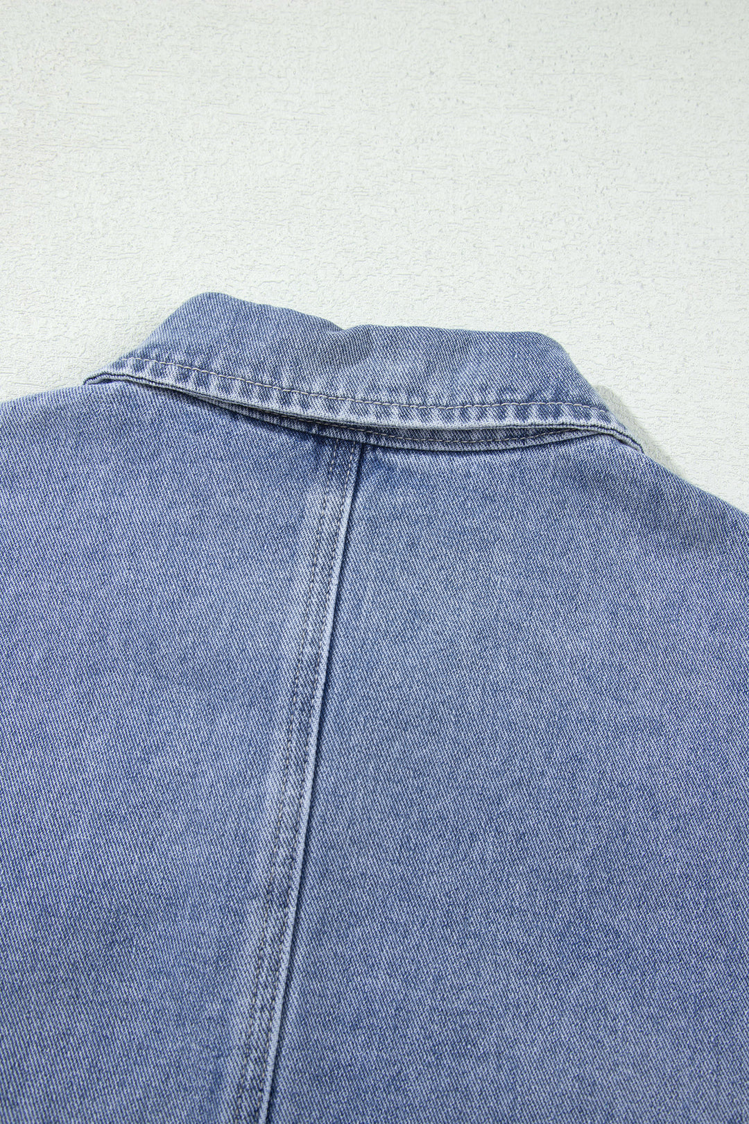 Beau Blue Studded Metal Zipper Rivet Pockets Long Sleeve Denim Jacket