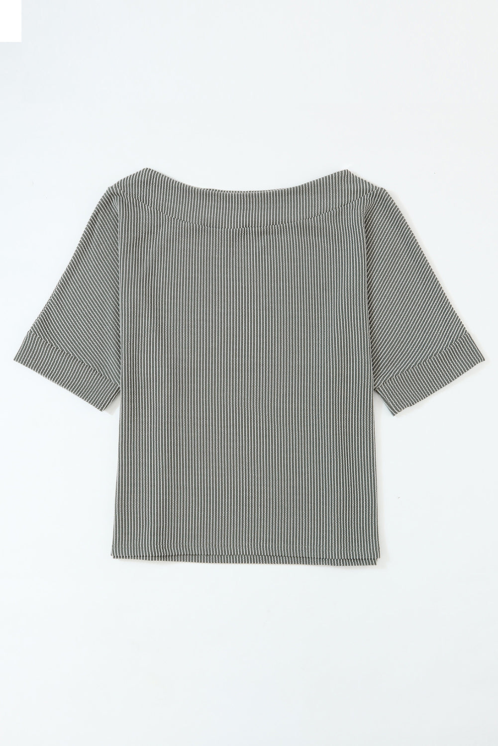 Gray Boatneck Batwing Sleeve Cording Blouse