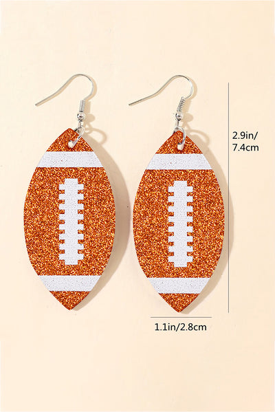 Grapefruit Orange Sequin Rugby Football Drop Earrings