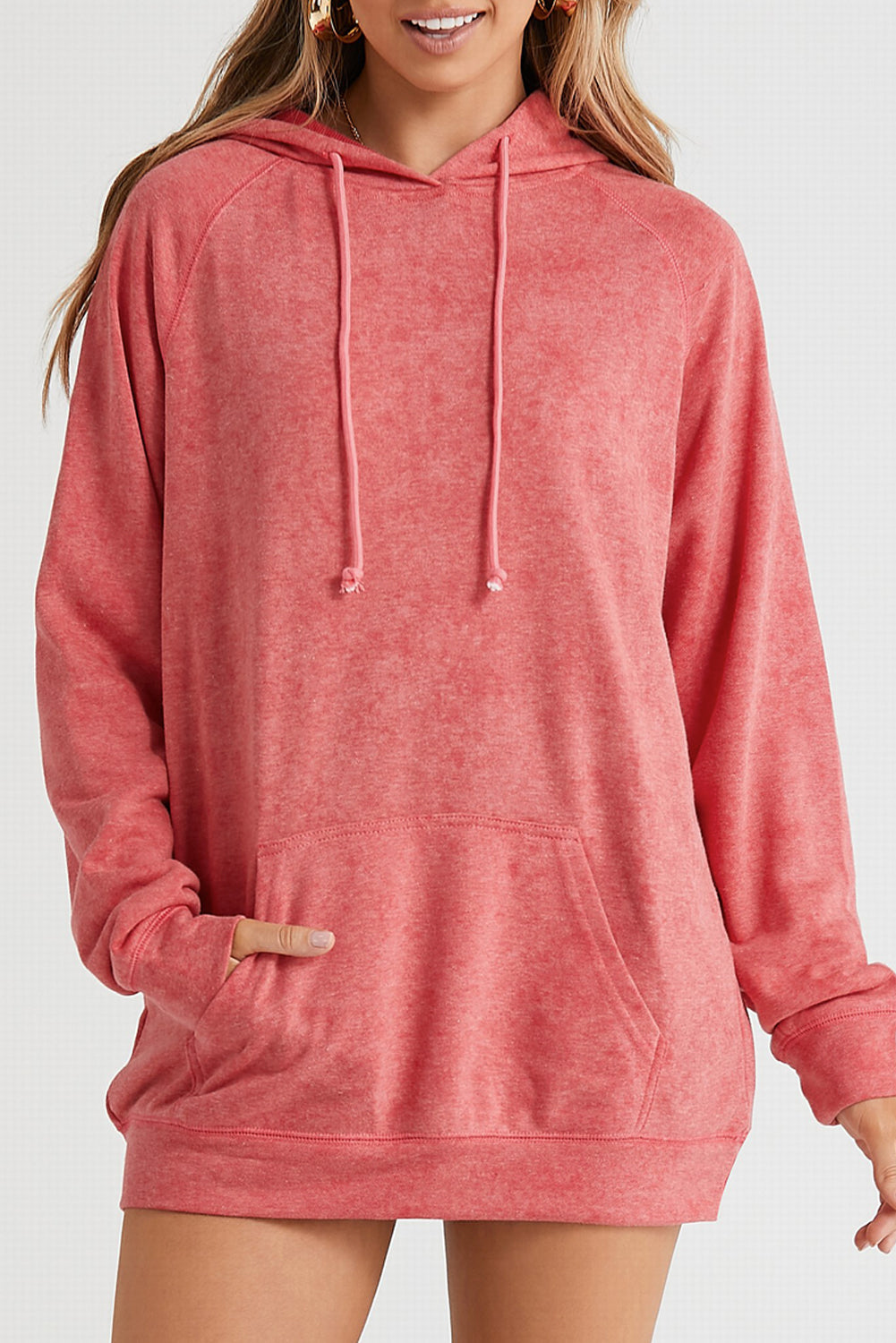 Mineral Wash Kangaroo Pocket Drawstring Pullover Hoodie