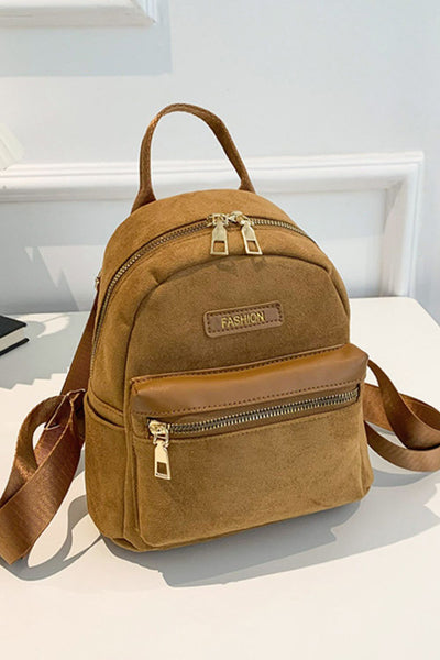 Suede Adjustable Strap Backpack Bag