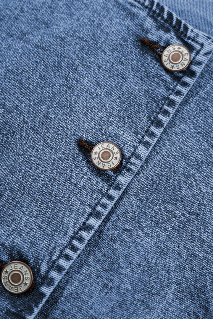 Ashleigh Blue Buttoned Front Slit Denim Vest
