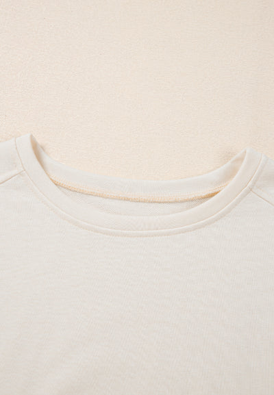 Pearl Detail Round Neck Half Sleeve Blouse