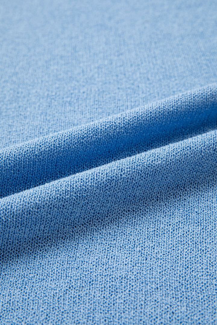 Sky Blue Contrast Trim Round Neck Sleeveless Sweater