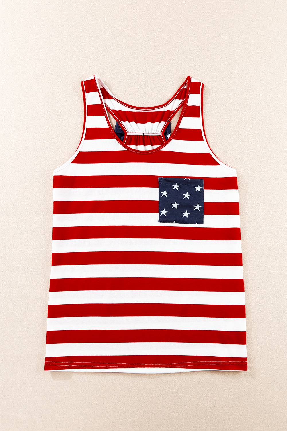 Fiery Red Pocket Patch Stars & Stripes Tank Top