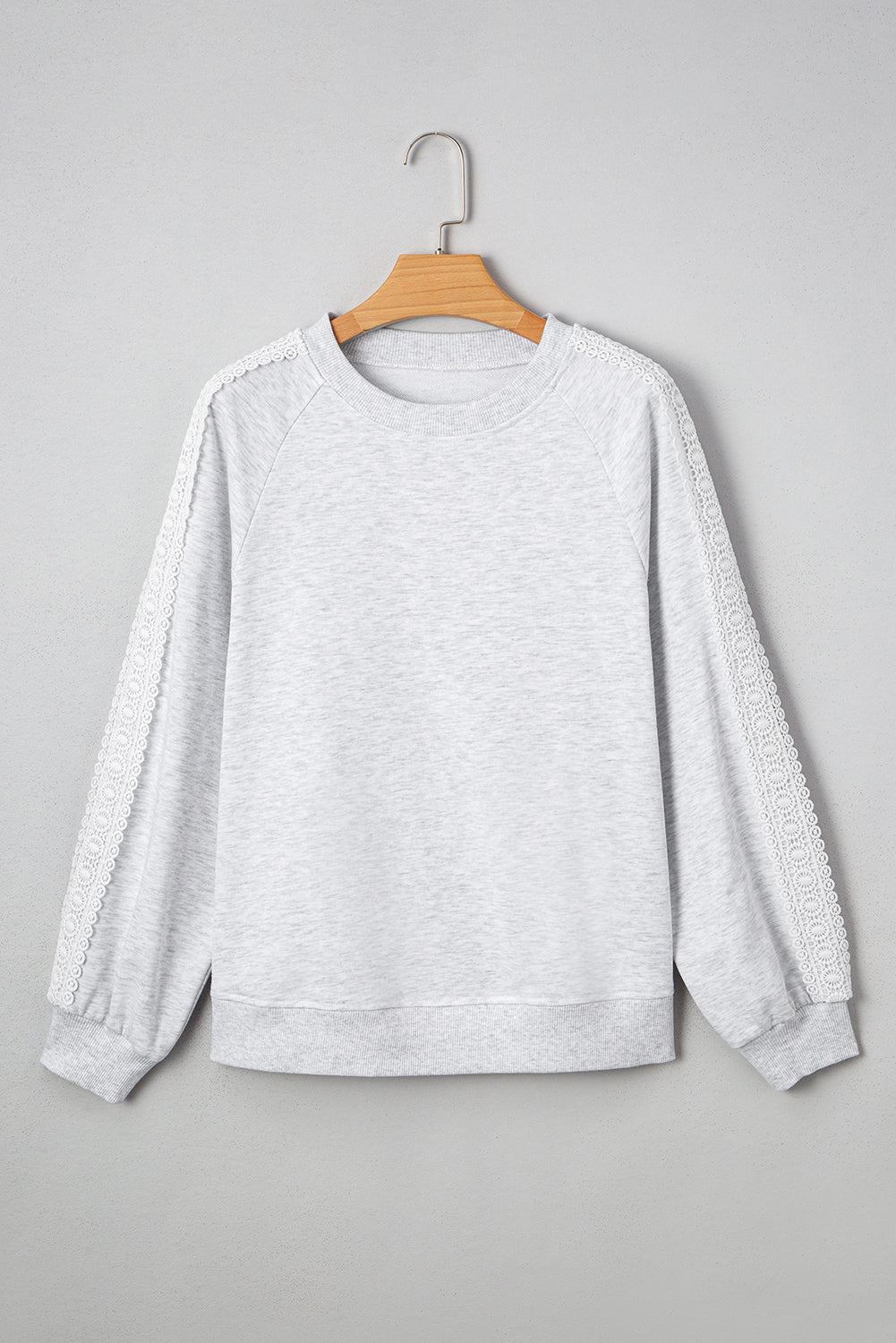 Peyton Lace Patchwork Raglan Sleeve Crew Neck Sweatshirt