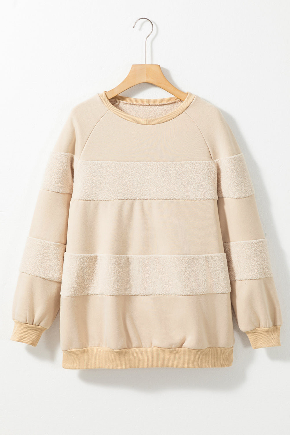 Oatmeal Contrast 2-tone Patchwork Raglan Sleeve Sweatshirt