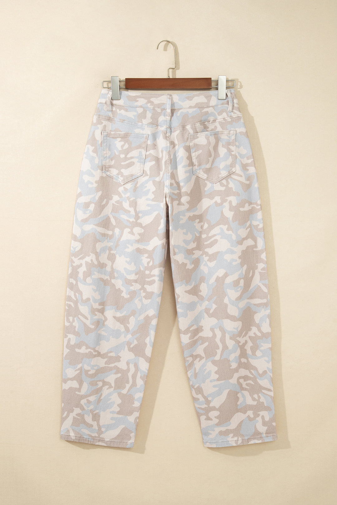 Khaki Camouflage Pattern Pocket Rivet Detail Ankle-Length Harem Fit Jeans