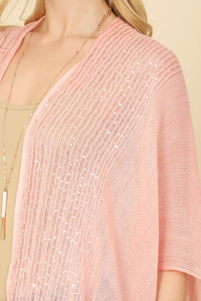 Hdf2498 - Glittered Fringed Open Cardigan