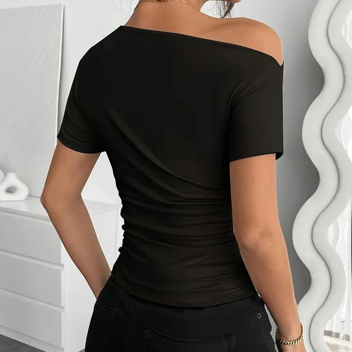 Women’s Y2K Ruched One-Shoulder Summer Top – Slim Fit Asymmetrical Shirt