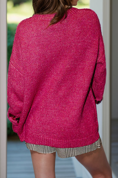 Sequin Round Neck Long Sleeve Sweater