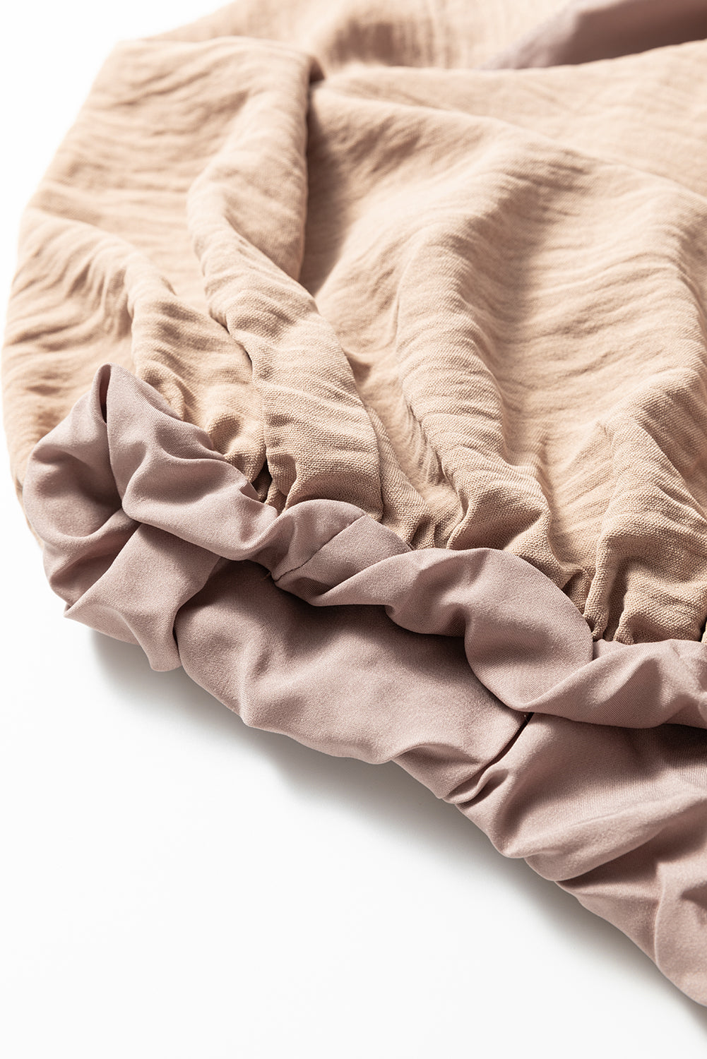 Pale Khaki Solid Color Keyhole Puffy Tank Drawstring Loose Pants 2pcs Outfit