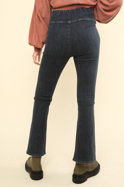 VERY J Washed Denim Stretchy Crossover Waist Leggings