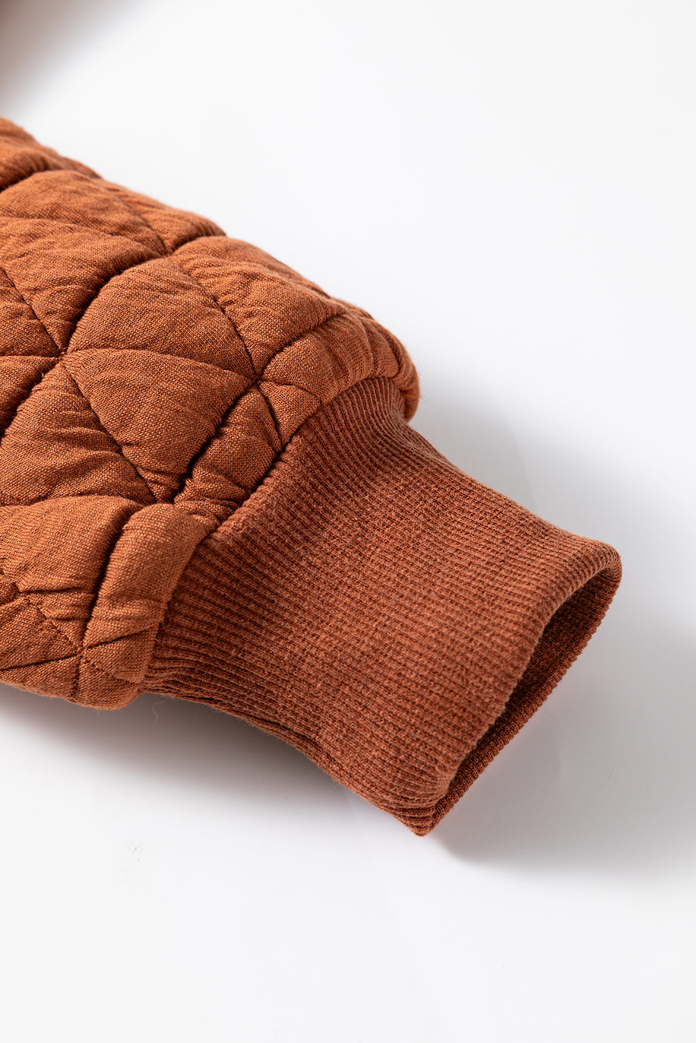 Straw Yellow Geometric Quilted Half Zipped Loose Sweatshirt