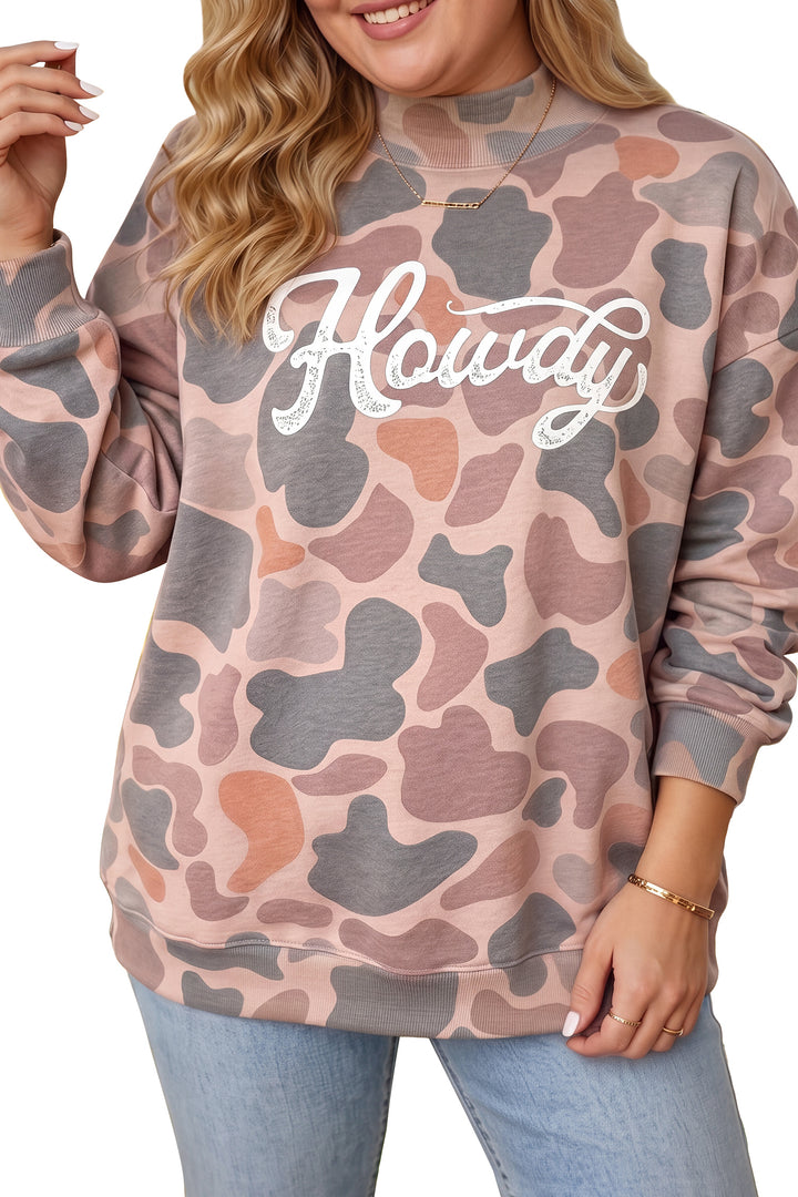 Multicolour Camouflage Western Graphic Plus Size Sweatshirt