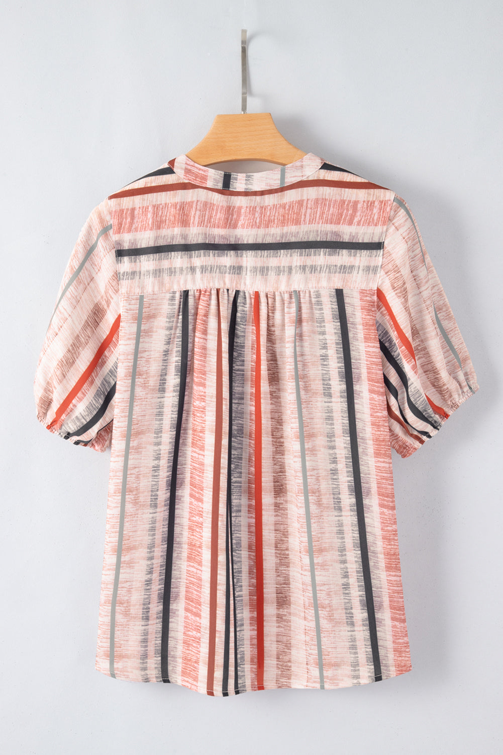 Khaki Stripe Multicolor Frilled Short Sleeve Shirt