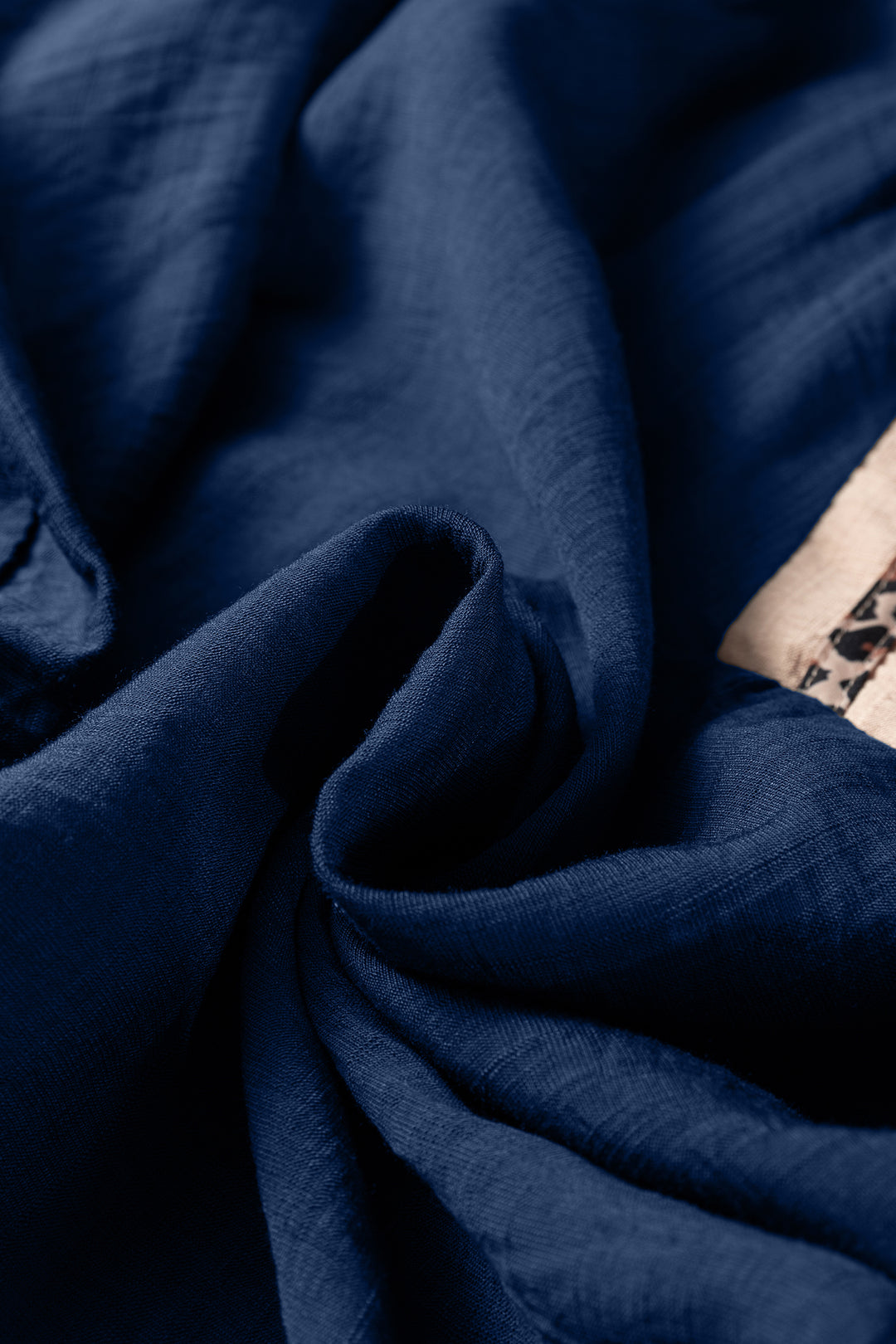 Dirty blue Leopard Trim V Neck Flounced Bracelet Sleeve Blouse