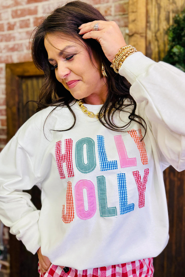 White Christmas Slogan Round Neck Long Sleeve Sweatshirt