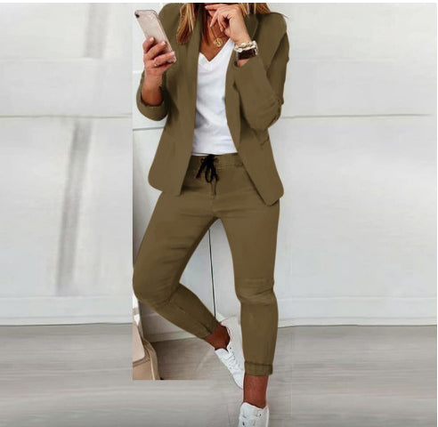 Lapel Blazer &amp; Drawstring Trousers OL Suit – 12 Colors XS–3XL
