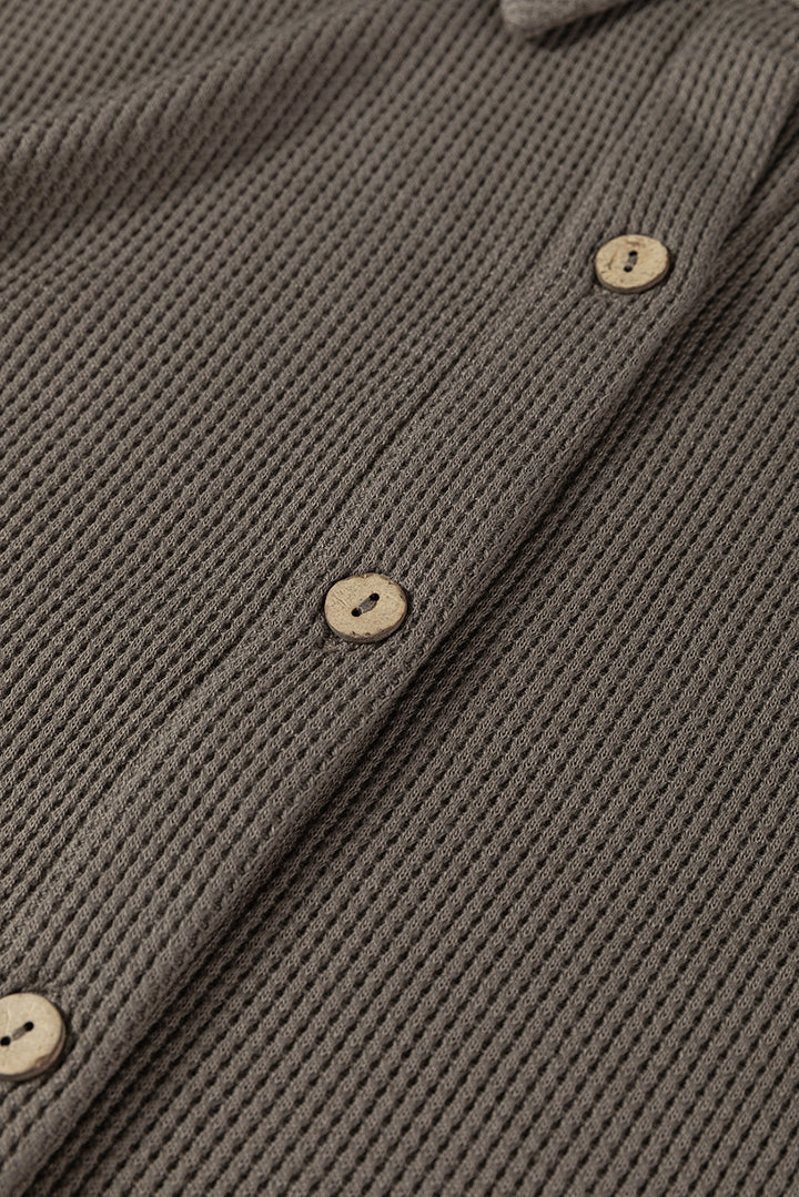 Simply Taupe Waffle Knit Shirt Tunic Dress