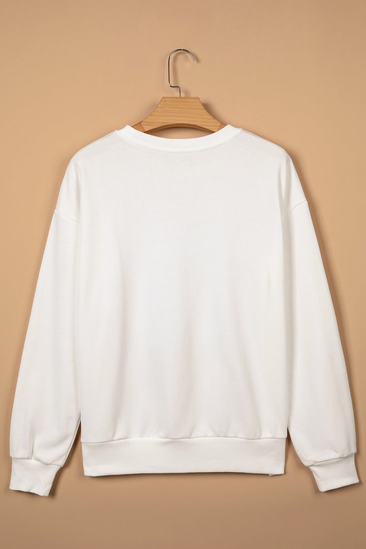 White Christmas Slogan Round Neck Long Sleeve Sweatshirt