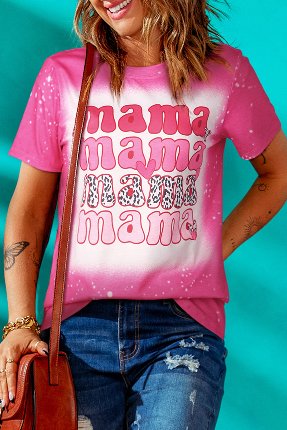 Rose Mama Letter Print Graphic Tie Dye