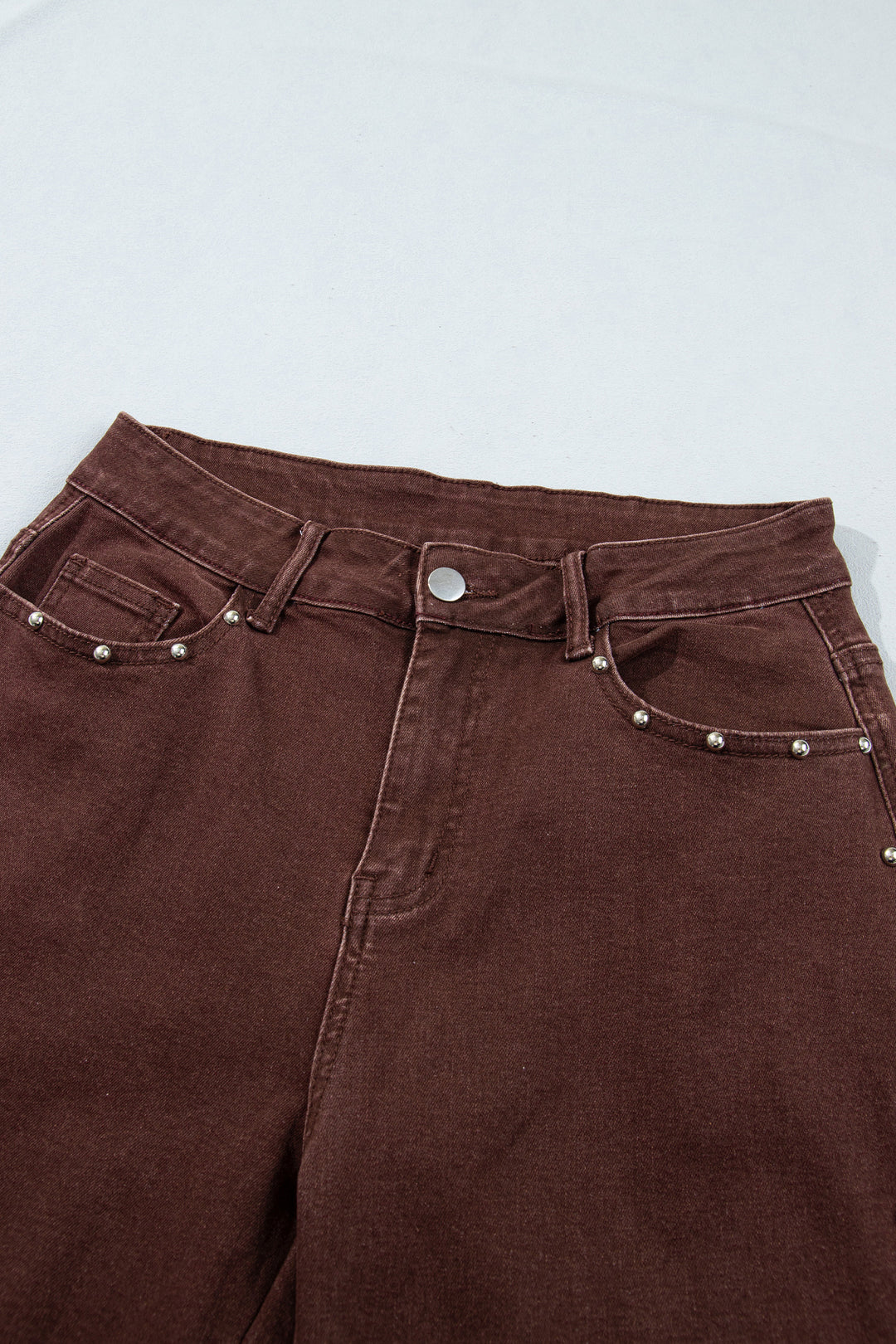 Dusk Blue Side Seam Rivet Detail Ankle Length Casual Jeans