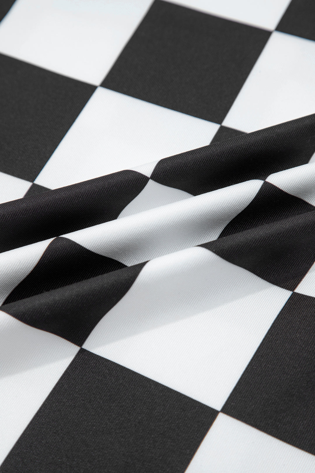 Black Checkerboard Printed Slim Tank Top