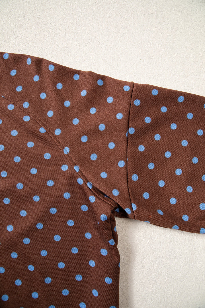 Red Polka Dot Drawstring Wide Leg Long Sleeve Top Pant Set