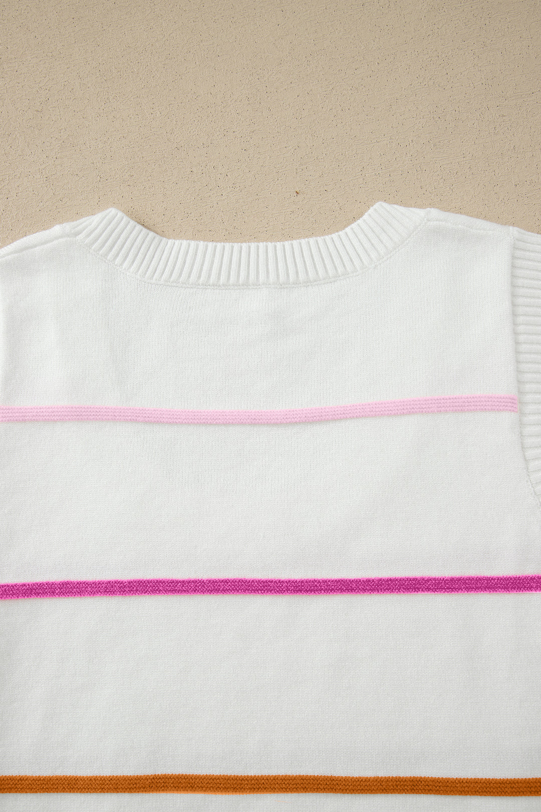 Green Stripe Round Neck Knitted Sweater Tank