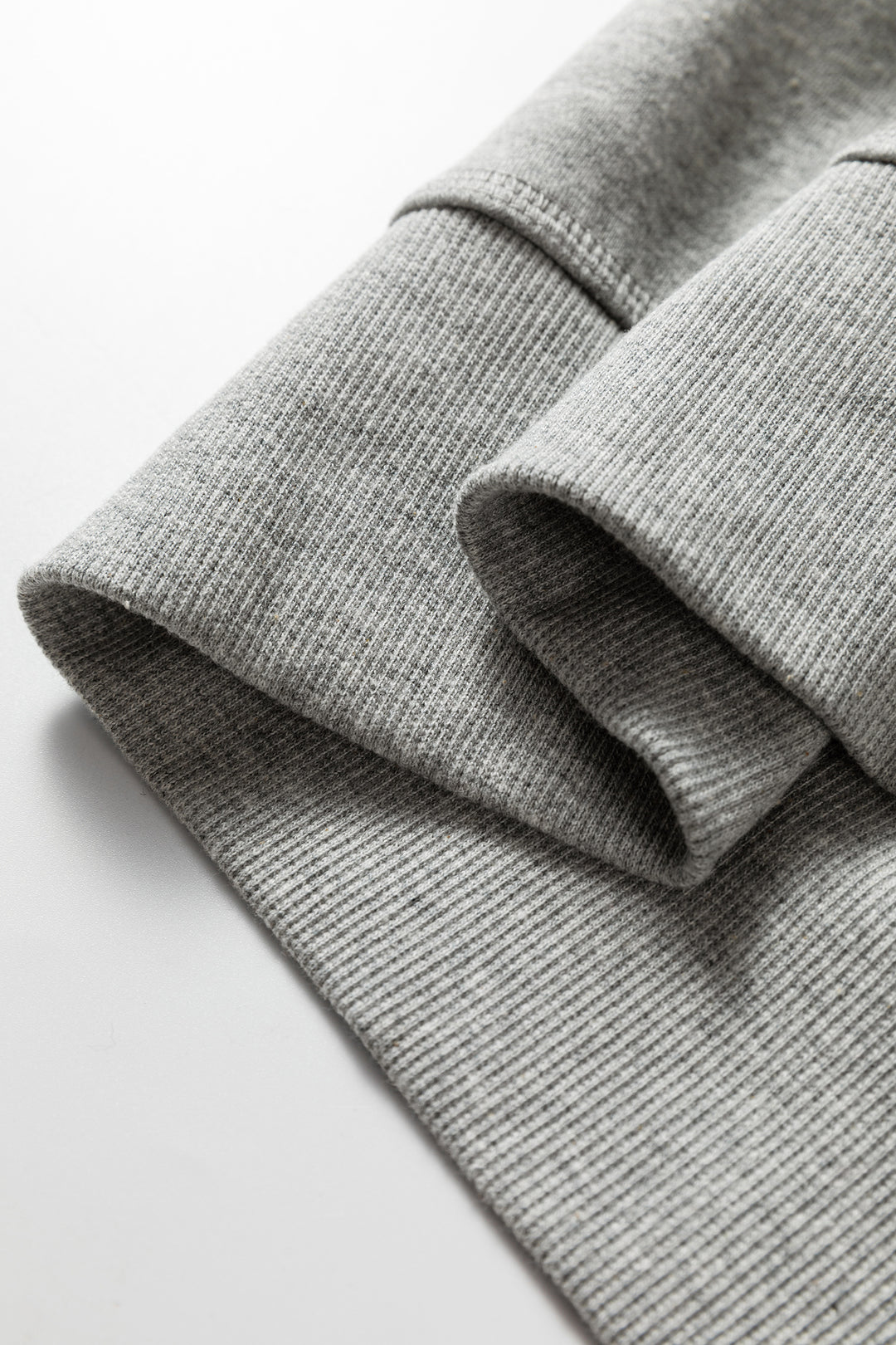 Gray Contrast Rope Drawstring Ruffle Trim Drop Shoulder Baggy Hoodie