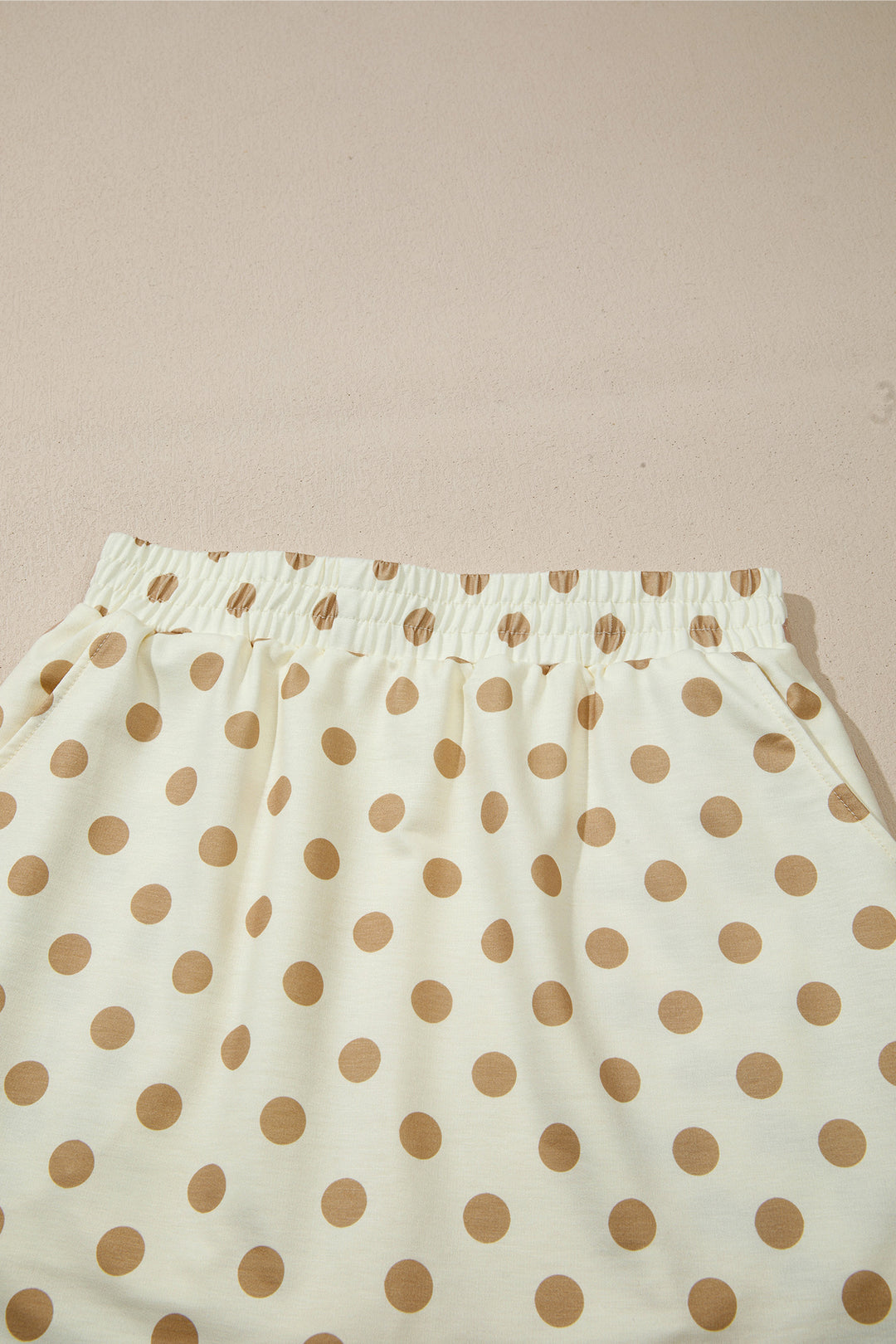 Khaki Polka Dot Hooded Long Sleeve Top Casual Mini Skort Set