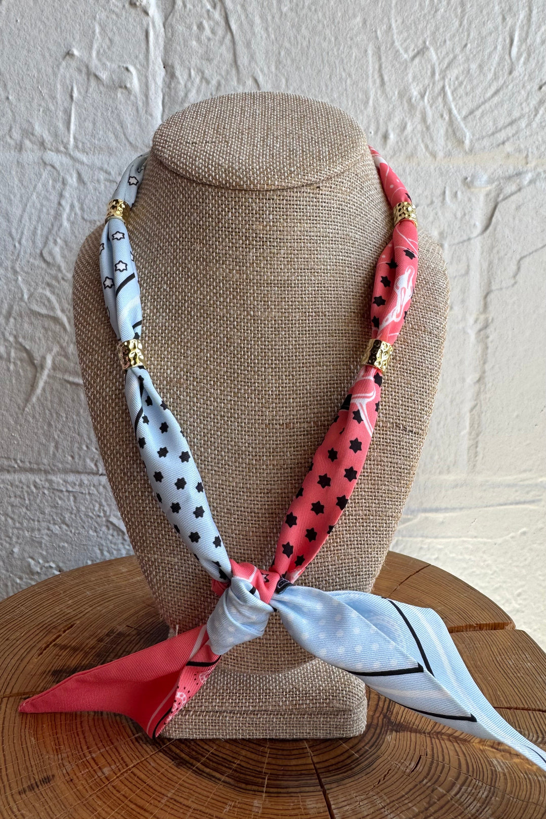 GEMELLI | BANDANA SCARF NECKLACE - SALMON & BABY BLUE