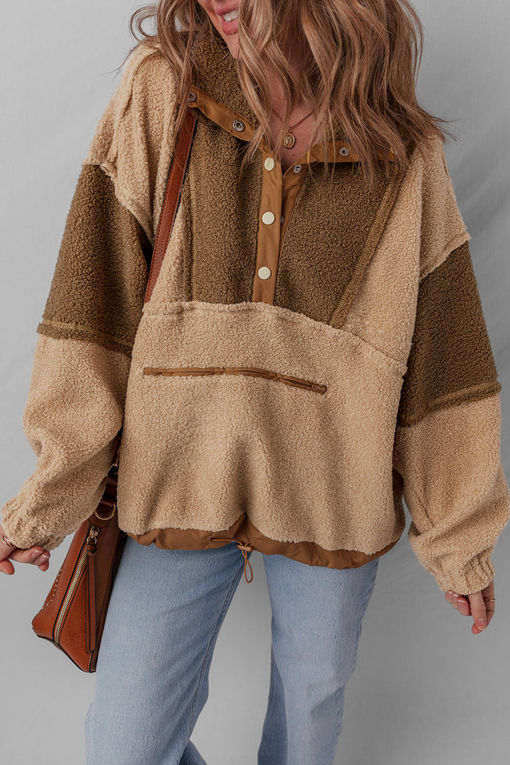 Adaline Patchwork Half Sherpa Sweatshirt