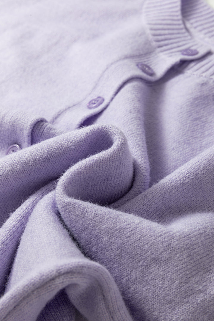 Lavendula 3/4 Sleeve Boxy Knit Button Down Sweater Cardigan