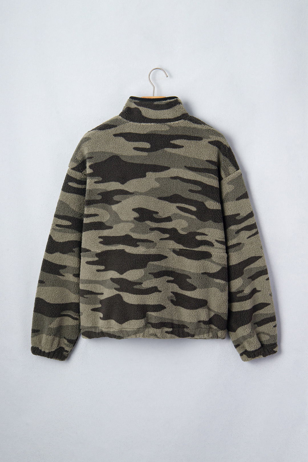 Multicolour Camouflage Fleece Half Zip-Up Long Sleeve Pocket Sweatshirt