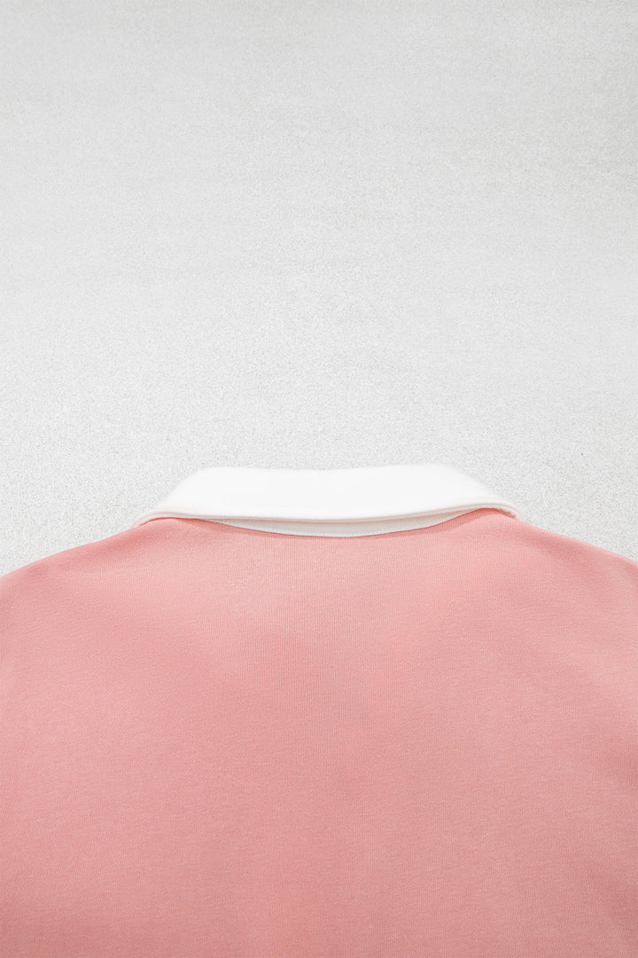 Gossamer Pink Striped Color Block Pullover Top Drawstring Shorts Set