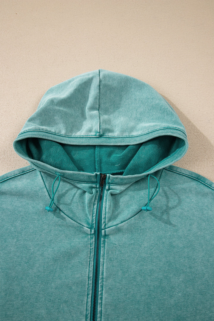 Canton Half Zip Kangaroo Pocket Mineral Wash Baggy Hoodie