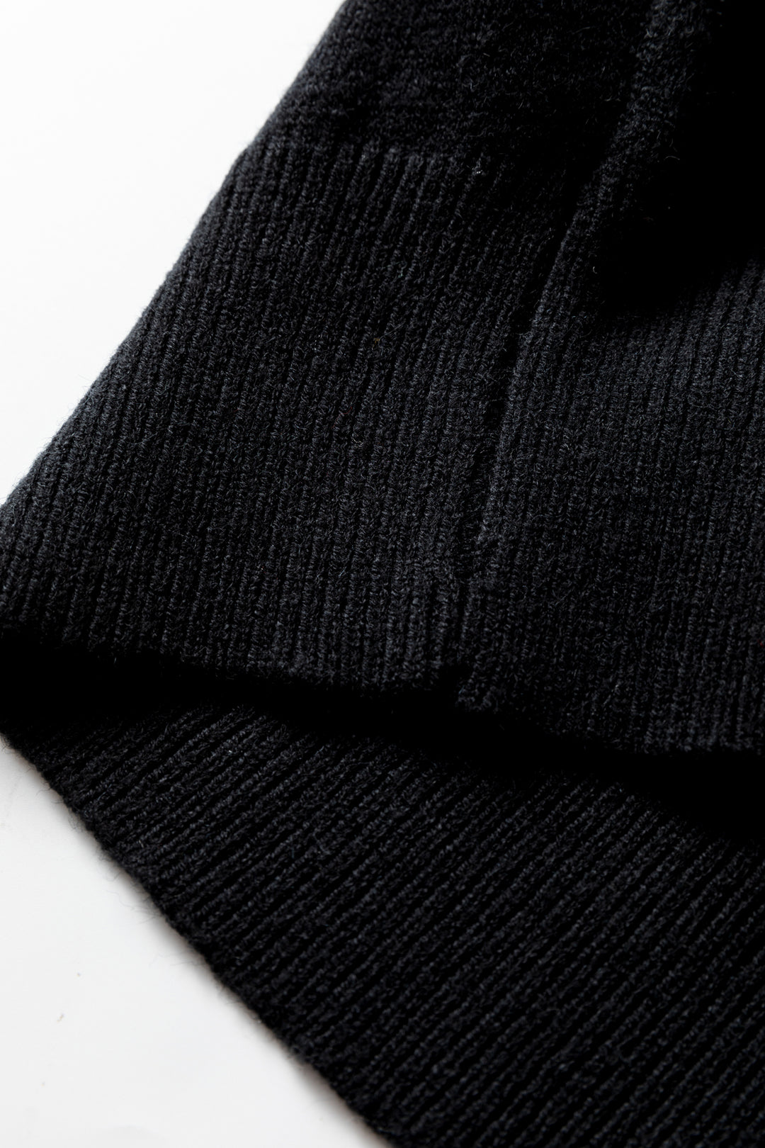 Black High Neck Puff Sleeve Sweater Pleated Mini Skirt 2pcs Knitted Outfit