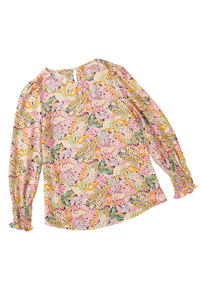 Yellow Puff Sleeve Floral Blouse