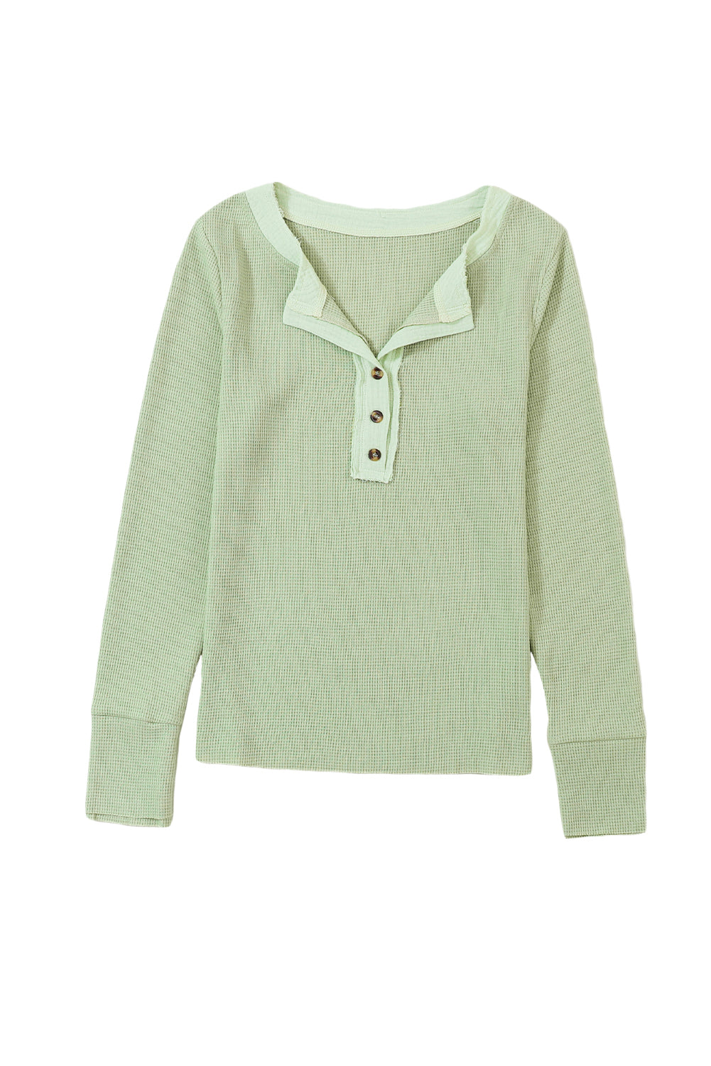 Laurel Green Waffle Knit Textured Henley Top