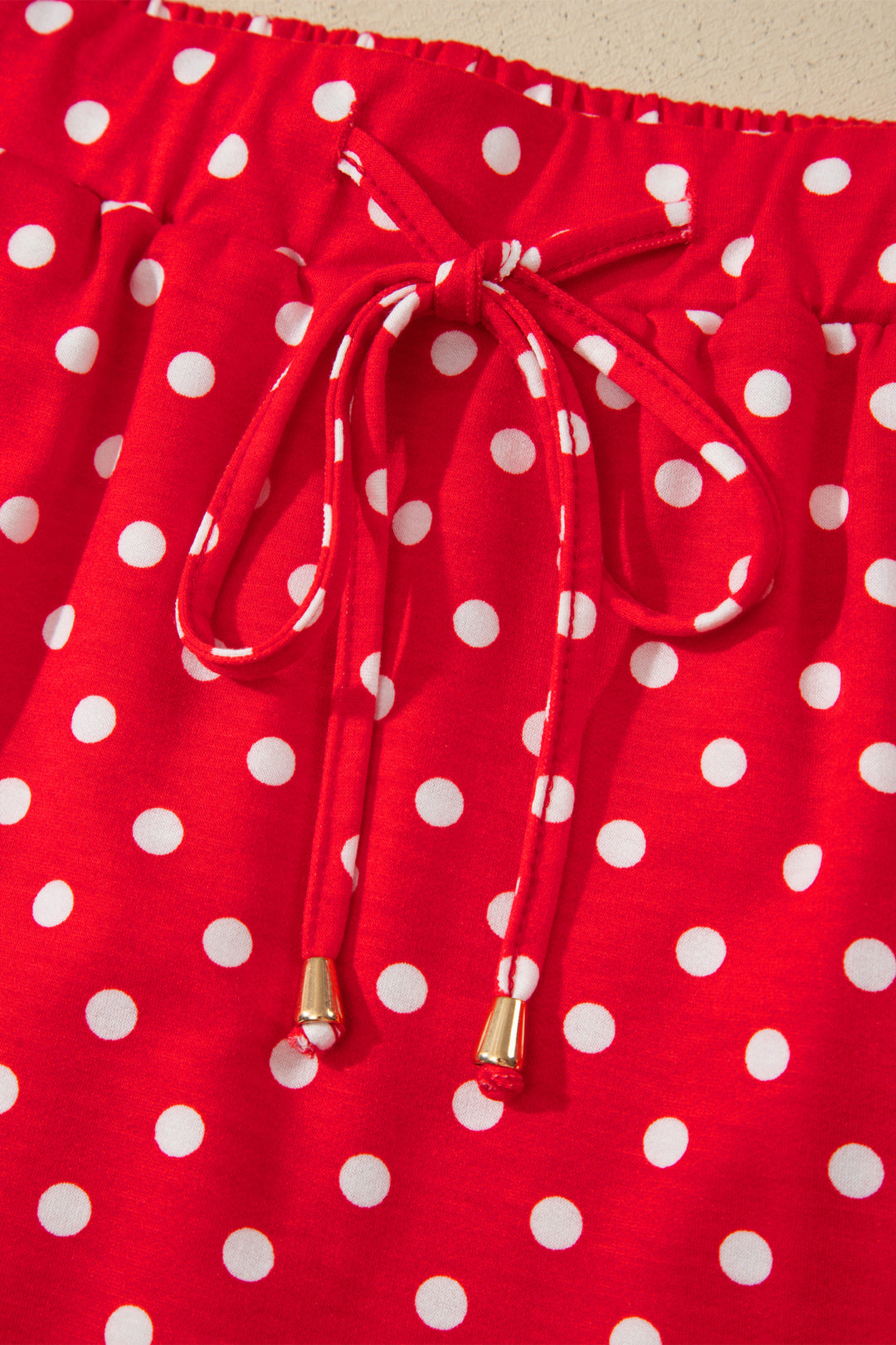 Black Polka Dot Drawstring Casual Mini Skort