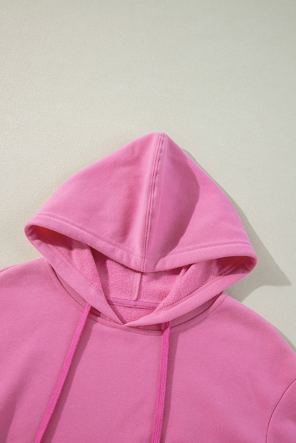 Bonbon Solid Color Fleece Lined Drawstring Hoodie with Pocket