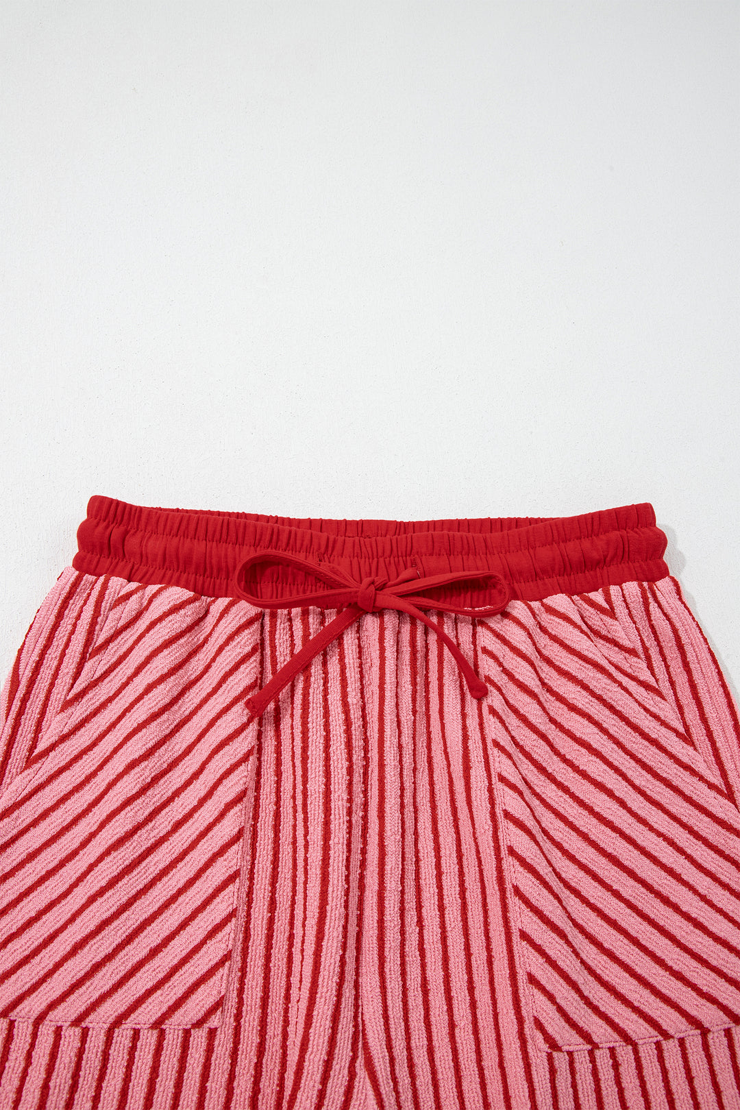Sky Blue Stripe Crew Neck Tee Drawstring Waist Cropped Pants Set