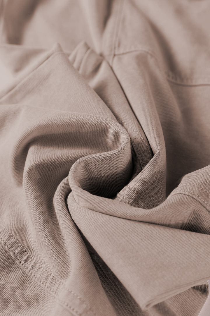 Smoke Gray Mineral Wash Exposed Seam Drawstring Elastic Waistband Wide Leg Cargo Pants