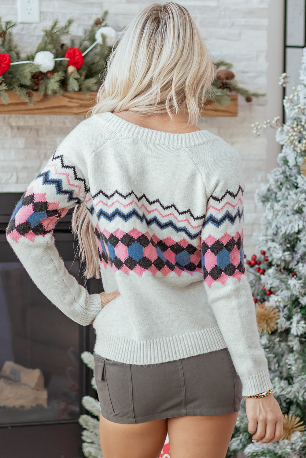 Aria Stripe Geometric Up Sweater