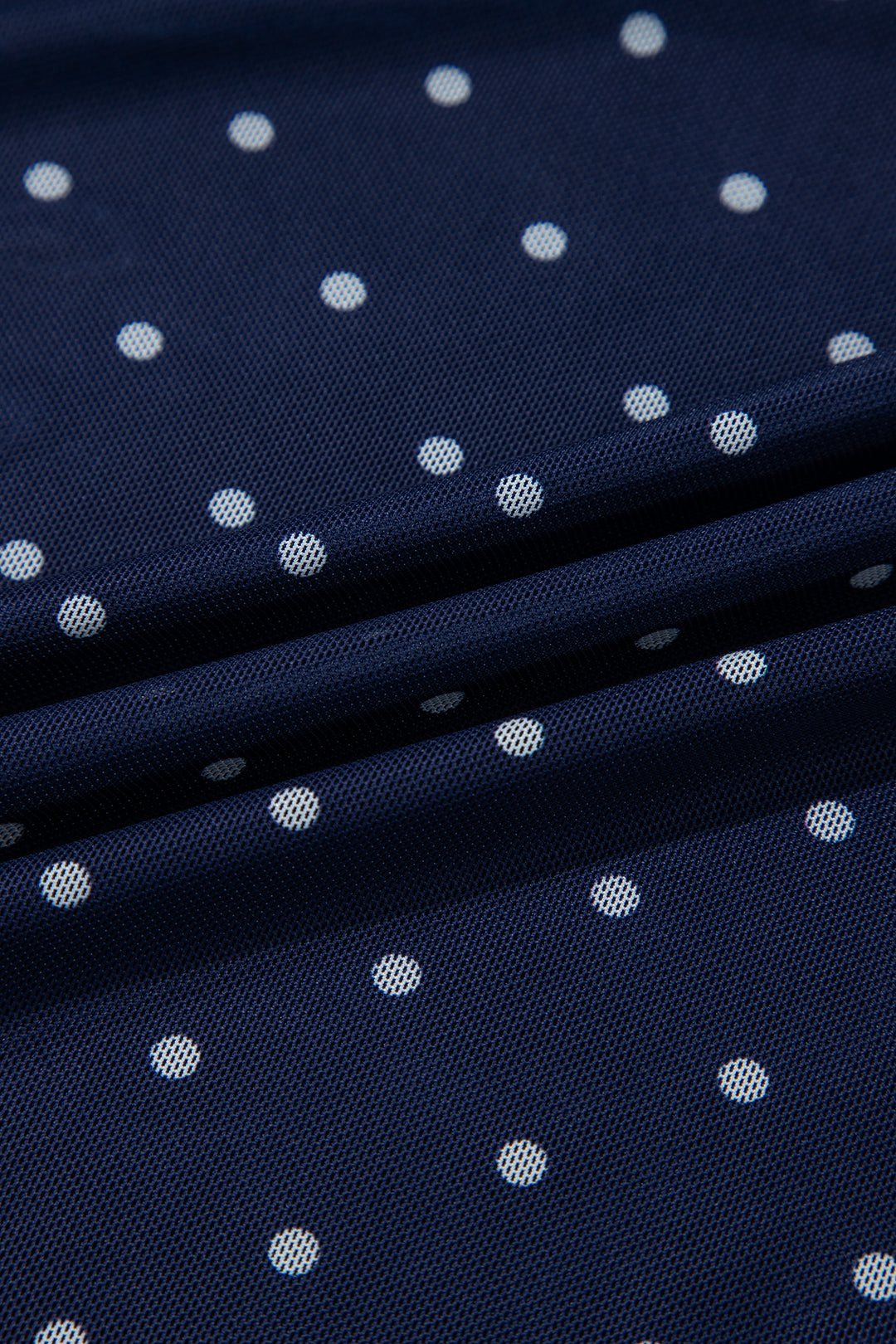 Blue Off Shoulder Polka Dot Mesh Long Sleeve Sheath Top