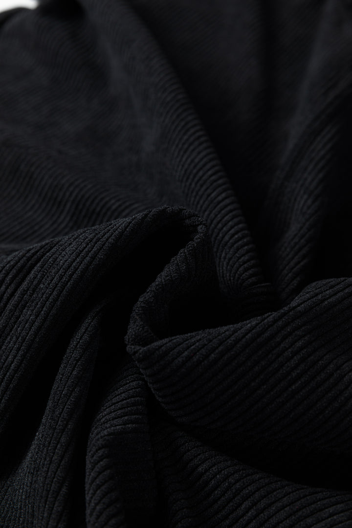 Black Plus Size Corduroy Patch Pocket Sleeveless Mini Dress